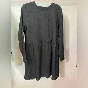 LOFT Gray Crew Neck Long Sleeve Sweater Dress
